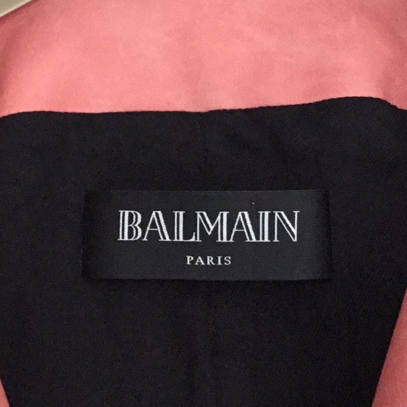 Balmain Bubblegum Pink Lambskin Leather Jacket - Picture 3 of 9